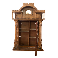 Amazing Architectural Antique Tramp Art Wall Cabinet with Pillars and Mirror