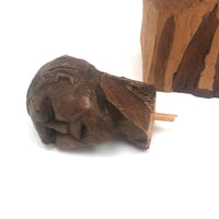 Three Headed Carved Folk Art Totem of Sorts