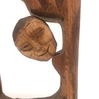 Three Headed Carved Folk Art Totem of Sorts
