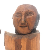 Three Headed Carved Folk Art Totem of Sorts