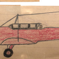 Three Old Kid Drawn Pencil and Crayon Airplanes