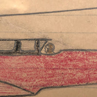 Three Old Kid Drawn Pencil and Crayon Airplanes