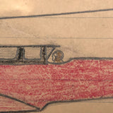 Three Old Kid Drawn Pencil and Crayon Airplanes