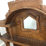 Amazing Architectural Antique Tramp Art Wall Cabinet with Pillars and Mirror