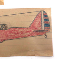 Three Old Kid Drawn Pencil and Crayon Airplanes