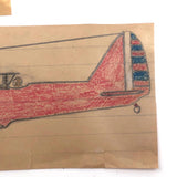 Three Old Kid Drawn Pencil and Crayon Airplanes