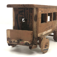Marvelous Antique Folk Art Cigar Box Wood Train