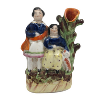 Victorian Era Staffordshire Spill Vase with Two Figures