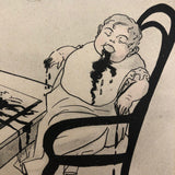 Strange Antique 1903 Postcard with Baby Eating Spilled Ink