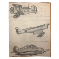 Three Kid Drawn Fighter Planes in Pencil