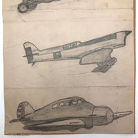 Three Kid Drawn Fighter Planes in Pencil