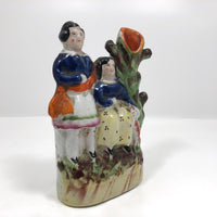 Victorian Era Staffordshire Spill Vase with Two Figures