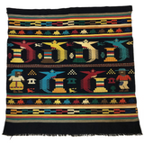 Guatemalan Finely Woven Cotton Textile Wall Hanging with Birds and People