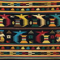 Guatemalan Finely Woven Cotton Textile Wall Hanging with Birds and People