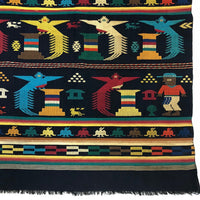Guatemalan Finely Woven Cotton Textile Wall Hanging with Birds and People