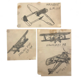 Four Small Pencil Drawn Airplanes