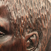 Vintage Relief Carving of Melancholic Looking Young Man