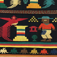 Guatemalan Finely Woven Cotton Textile Wall Hanging with Birds and People