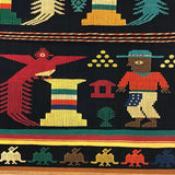 Guatemalan Finely Woven Cotton Textile Wall Hanging with Birds and People