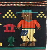 Guatemalan Finely Woven Cotton Textile Wall Hanging with Birds and People