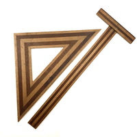 Gorgeous Antique Inlaid Hardwood T-Square and Drafting Triangle