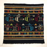 Guatemalan Finely Woven Cotton Textile Wall Hanging with Birds and People