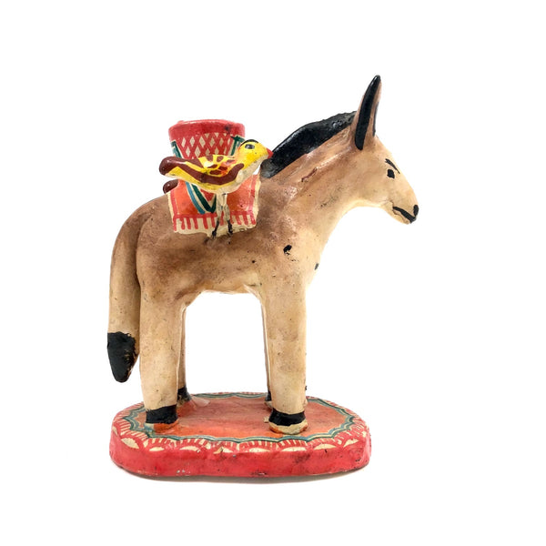 Vintage Mexican Folk Art Burro Candleholder