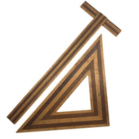 Gorgeous Antique Inlaid Hardwood T-Square and Drafting Triangle