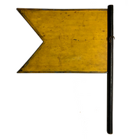 Old Hand-held Double-Side Metal Signal Flag, Presumed Railroad