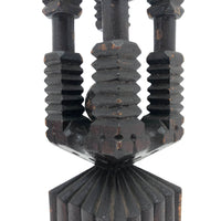 Huge Antique Sculptural Carved Whimsy with One Ball in Ornate Cage
