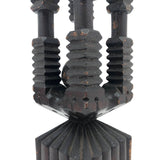 Huge Antique Sculptural Carved Whimsy with One Ball in Ornate Cage