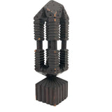 Huge Antique Sculptural Carved Whimsy with One Ball in Ornate Cage