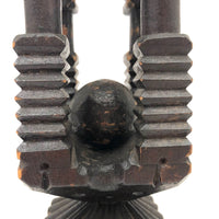 Huge Antique Sculptural Carved Whimsy with One Ball in Ornate Cage