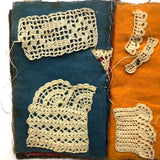 Antique Schoolgirl Crocheted Lace on Colorful Cloth Sampler Book