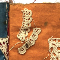 Antique Schoolgirl Crocheted Lace on Colorful Cloth Sampler Book