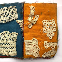 Antique Schoolgirl Crocheted Lace on Colorful Cloth Sampler Book