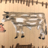 Mary Baker's Cows and Ducks, Crayon Drawing, 1917