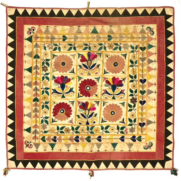 Beautiful Vintage Hand Embroidered Cotton Suzani