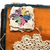 Antique Schoolgirl Crocheted Lace on Colorful Cloth Sampler Book