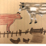 Mary Baker's Cows and Ducks, Crayon Drawing, 1917