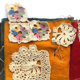 Antique Schoolgirl Crocheted Lace on Colorful Cloth Sampler Book