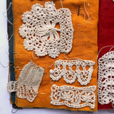 Antique Schoolgirl Crocheted Lace on Colorful Cloth Sampler Book