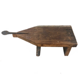 Primitive Old Wooden Stool with Iron Handle