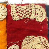 Antique Schoolgirl Crocheted Lace on Colorful Cloth Sampler Book