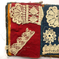 Antique Schoolgirl Crocheted Lace on Colorful Cloth Sampler Book