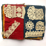 Antique Schoolgirl Crocheted Lace on Colorful Cloth Sampler Book