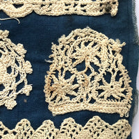 Antique Schoolgirl Crocheted Lace on Colorful Cloth Sampler Book