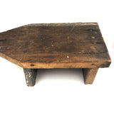 Primitive Old Wooden Stool with Iron Handle