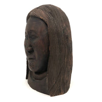 Beautiful, Sensitively Carved Wooden Bust, Presumed Native American or Inuit