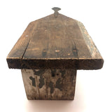 Primitive Old Wooden Stool with Iron Handle